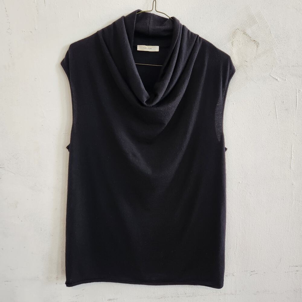 The Row Gayla Black Cashmere Mohair Cowl Neck Sleeveless Top Sz L Designer - Picture 2 of 7